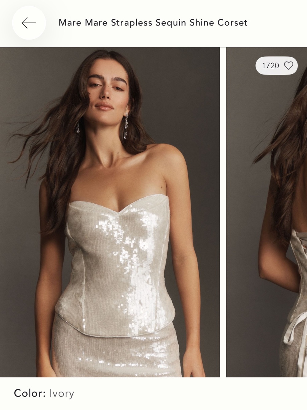 Mare Mare Ivory Strapless Sequin Shine Corset Top